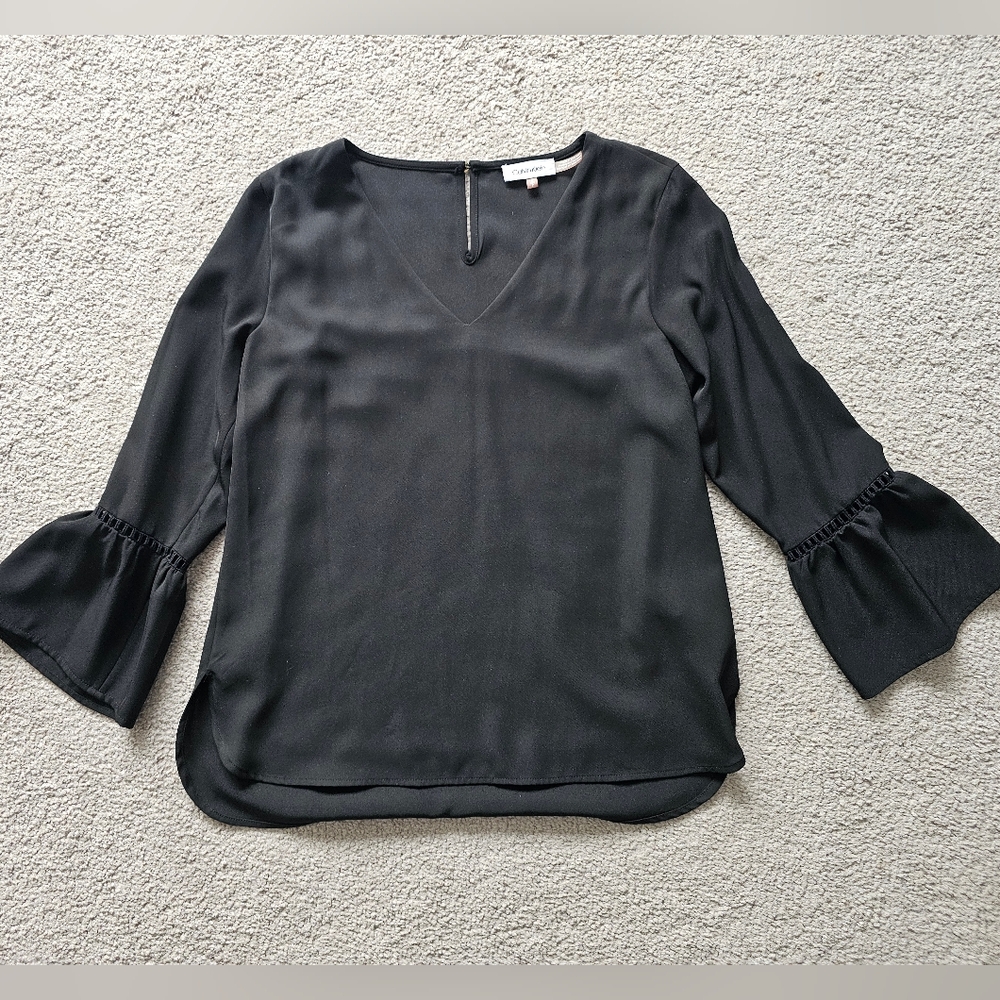 Calvin Klein Black Bell Sleeve Blouse